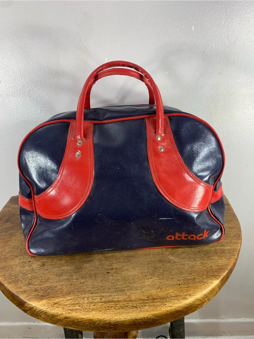 Large Vintage 70s gym soorts bag , weekender bowling duffle bag, unisex - Picture 6 of 13